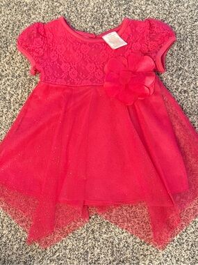Girls Pink Lace & Tulle Flower Party Dress